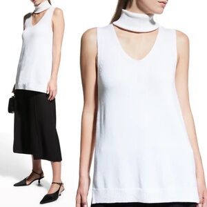 $250 Milly Medium NWT Sweater Top Tunic Cotton Cashmere Pullover Ribbed Cutout